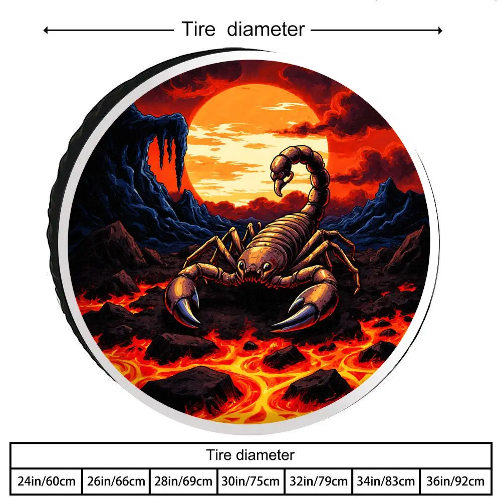 Giant Scorpion Print Tire Cover - Heavy-Duty Off-Road Fit For SUV, Truck, RV Wheel - All-Weather With Scorpion Logo Design (for