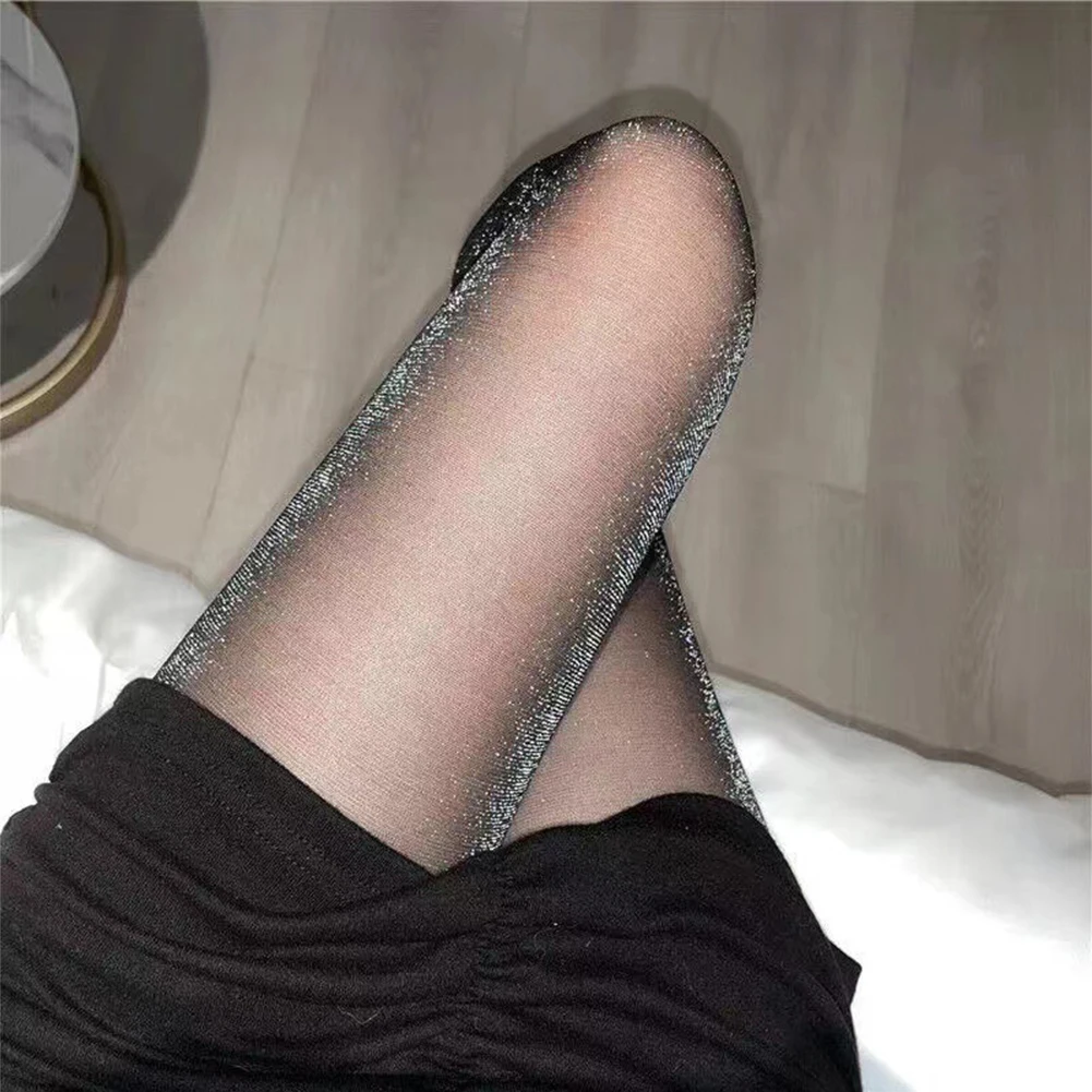 

Sexy Shiny Tights For Women Sparkle High Elasticity Night Party Silver Glitter Female Skin Effect Stockings Pantyhose Leggings