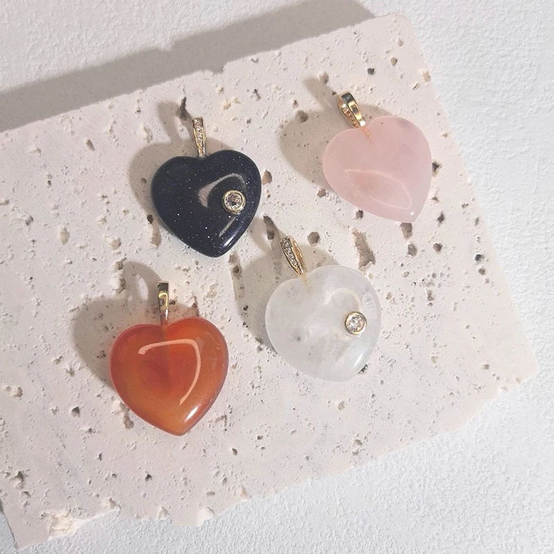 

8pcs/lot DIY Mix Jewelry Accessories Natural Stone Blue Sand Love Heart Pendant For Charms Phone Bracelet