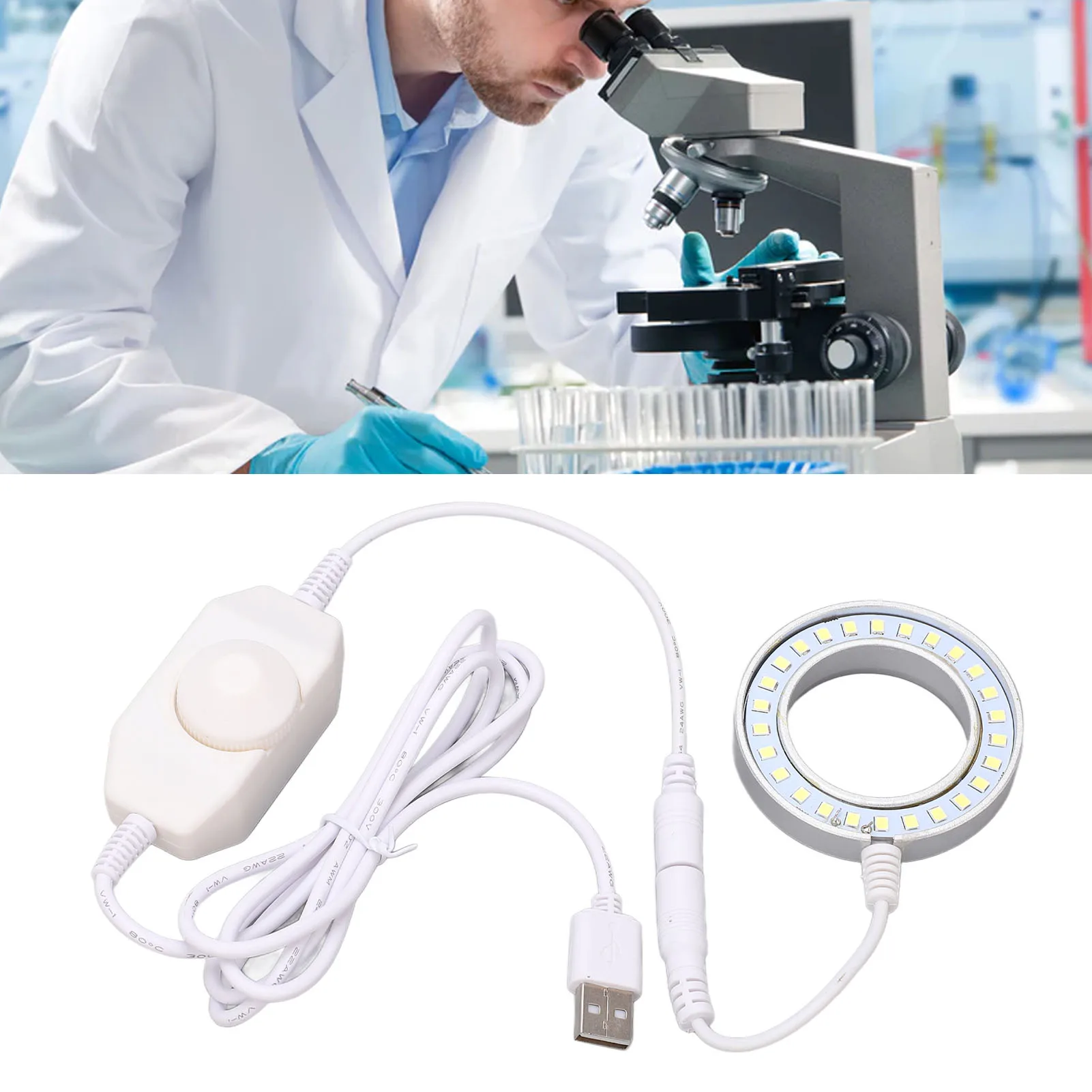 LED حلقة ضوء قابل للتعديل لمجهر ستيريو كاميرا صناعية أجزاء التصوير الملحقات LED مصباح مصمم على شكل حلقة المجهر مصباح مصمم على شكل حلقة