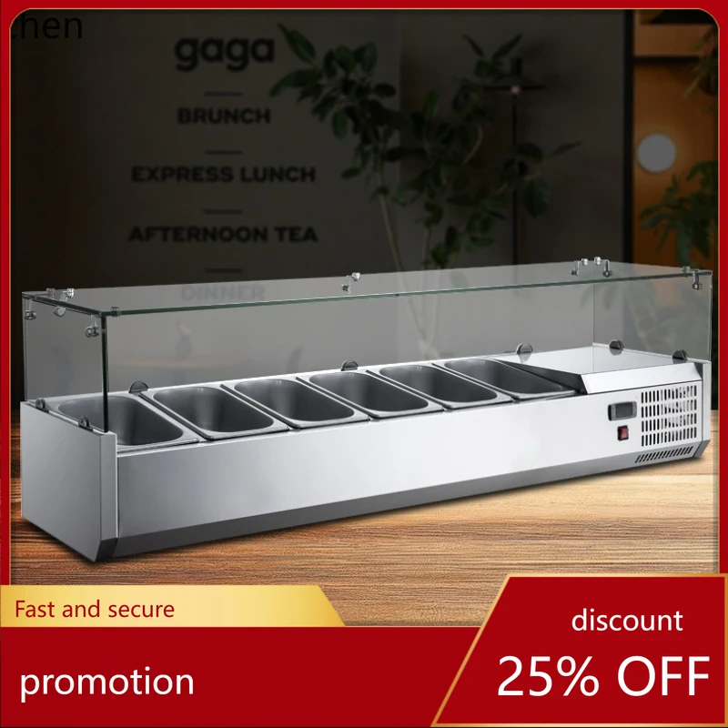 

HXL Fresh-Keeping Countertop Refrigerated Display Salad Cabinet Desktop Pizza Operation Table Freezer