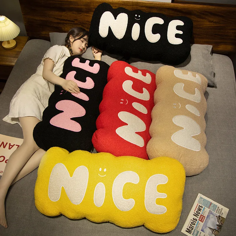 Nordic Style NICE Pillows Creative Letter Plush Toys Soft Sleeping Pillow Comfort Office Seat Cushion Nice Home Decor Gifts