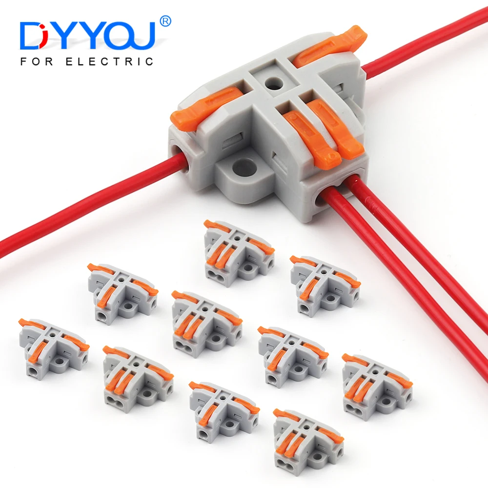 5PCS T3 T4 Quick Connector T-Clip Three-Way And Four-Way Splitter T-Clip Cable Branch Quick Connector Terminals