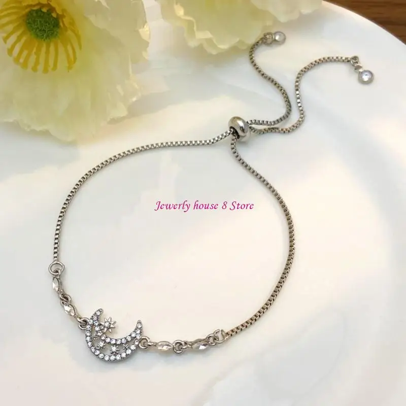 سوار نسائي بدلاية على شكل نجمة مقاوم للماء مع سلسلة زركون مطلية بالذهب عيار 18 قيراط خامات نحاسية قوية ملابس أنيقة #3