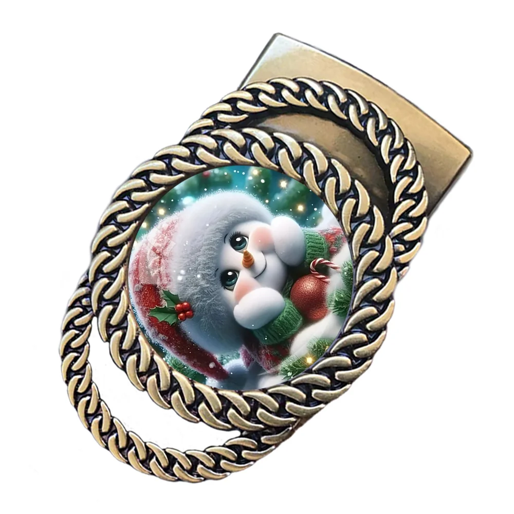 Cute snowman automatic ratchet belt buckle fashion personalized waist accessory Christmas holiday gift for friends