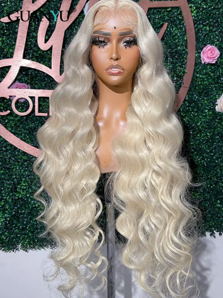 #60 Color Platinum Ash Blonde Lace Front Wigs Human Hair White 13X6 HD Transparent Lace Frontal Wig For Women