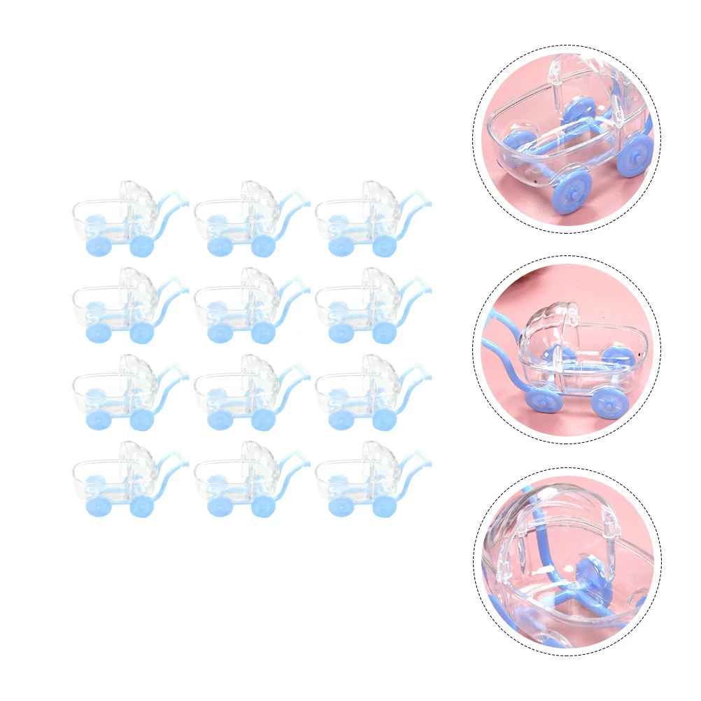 12 Peças de Caixas de Armazenamento de Doces de Plástico Transparente em Forma de Carrinho de Compras para Crianças, Simulação de Carrinho para Coordenação Motora