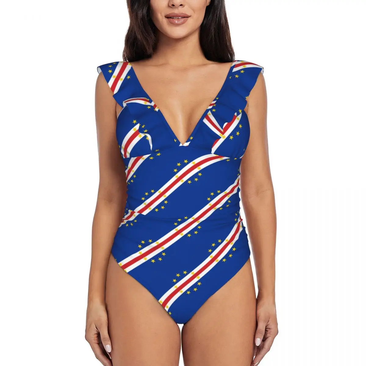 

New Arrivals Identical Sets Cape Verde Flag Swimwear V-neck Sexy Swimming Costumes