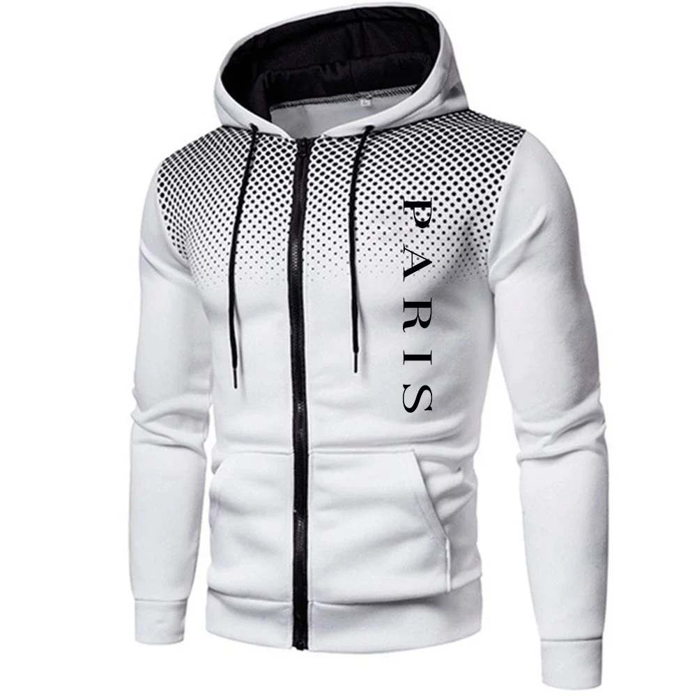 

High Quality Men's Jacket Printing Casual Zipper Hooded Coat Outdoors Sports Jogging Mens Clothing Daily Round Dot Sweatshirts