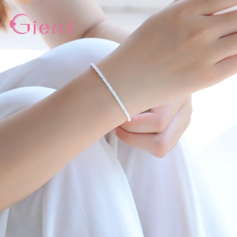 New Fashion 925 Sterling Silver Ankle Bracelet Elegant Twisted Weave Chain Anklets For Women Girl Jewelry Gift