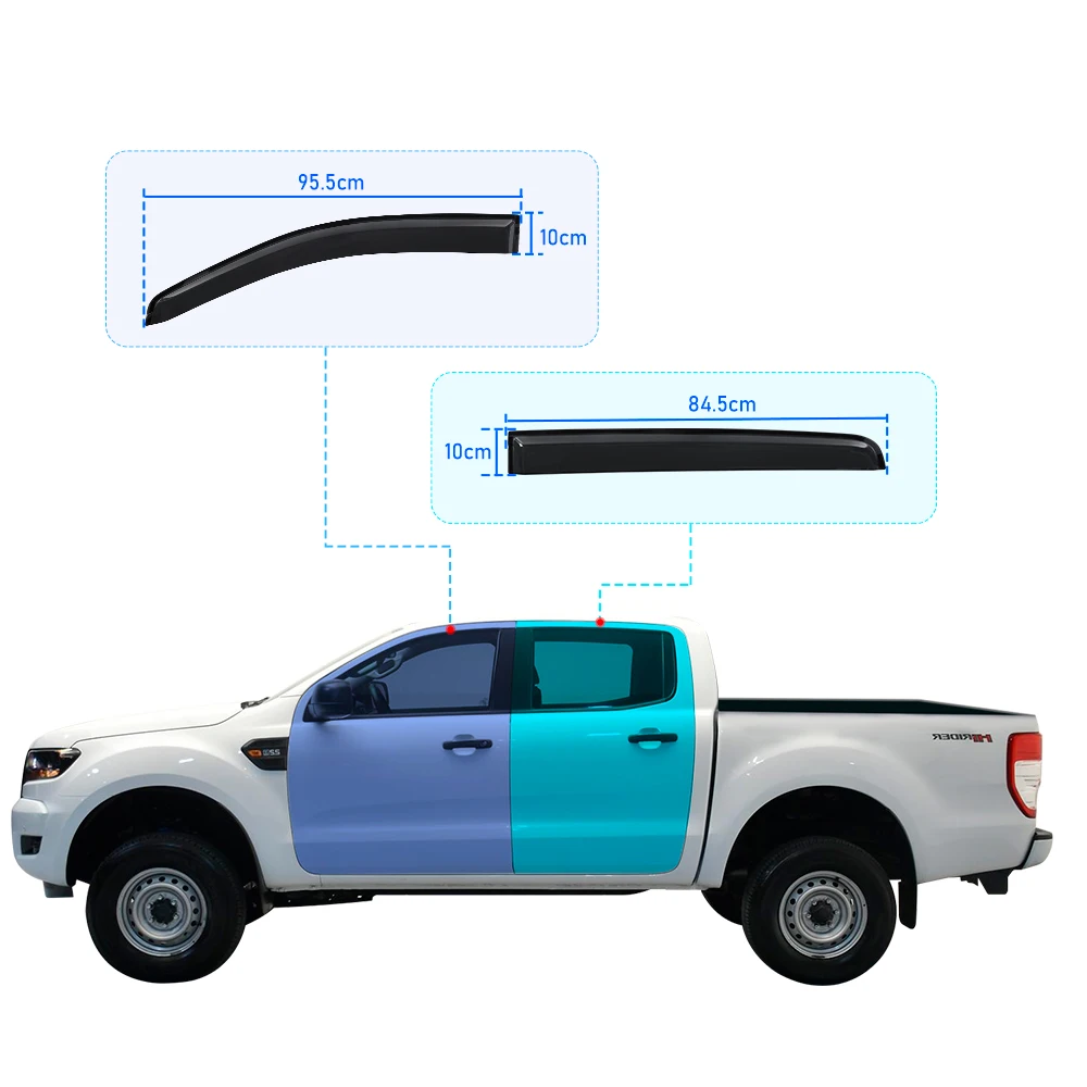 Fenster dflectors für ford ranger 2012 2013 2014 t6 wildtrak limitiert xl xlt xls doppelkabine regens chutz auto styling – Detail 5