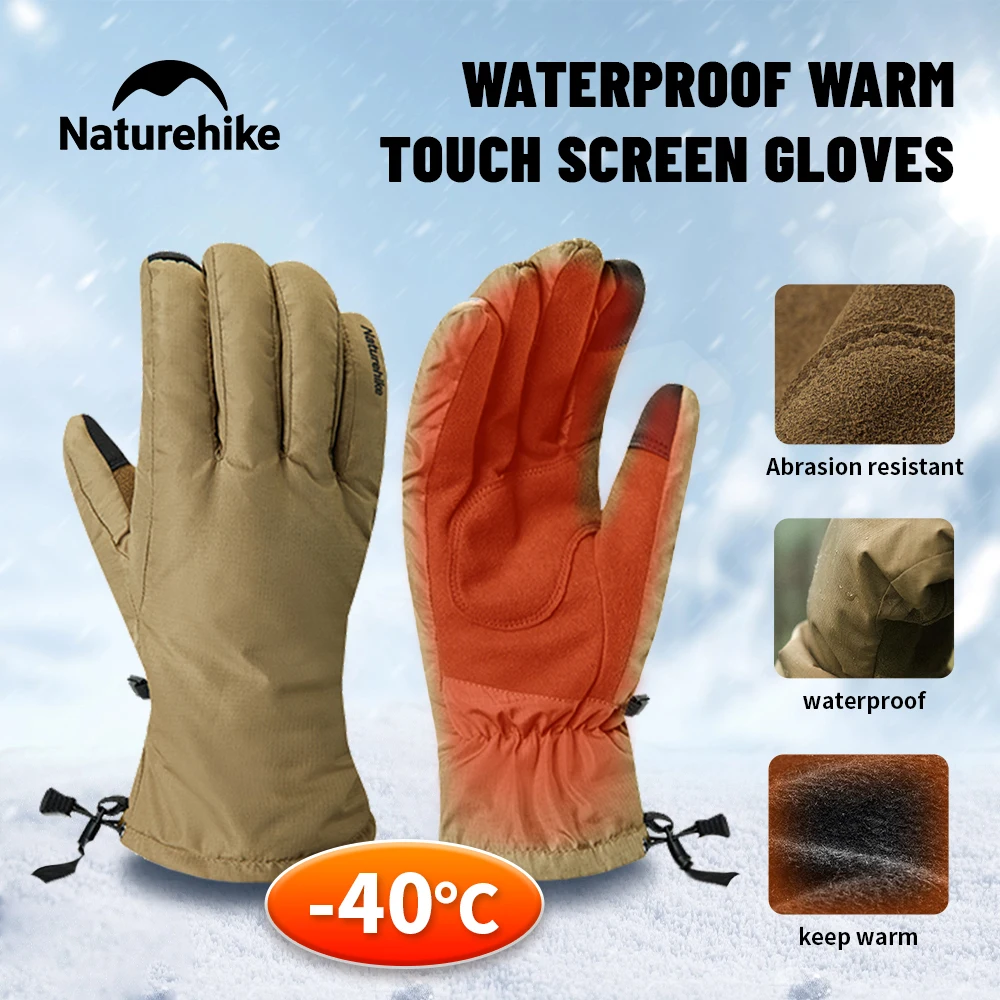 Naturehike Winter Thicken Warm Gloves Touchable Gloves Split Finger Glove Waterproof Outdoor Ski Riding Hiking Non-slip and soft