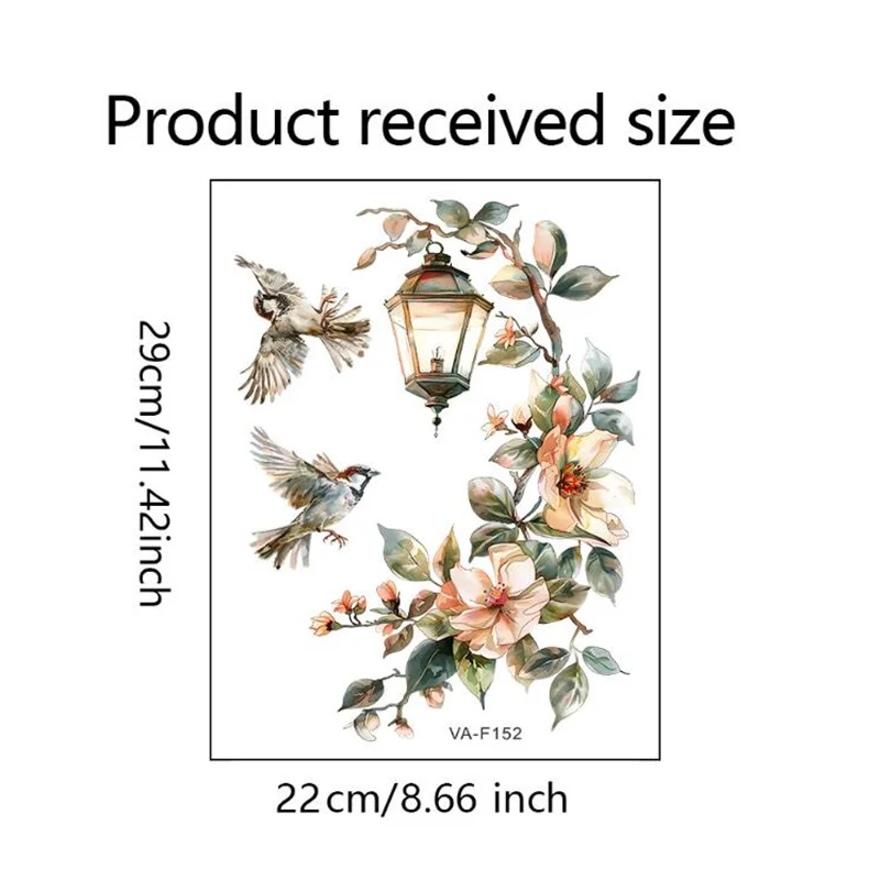 Bunte Blume Anhänger Lampe Vogel Wand Aufkleber Für Schlafzimmer Wohnzimmer Eingang Hause Hintergrund Dekoration Selbst-klebe 29*22 CM – Detail 3