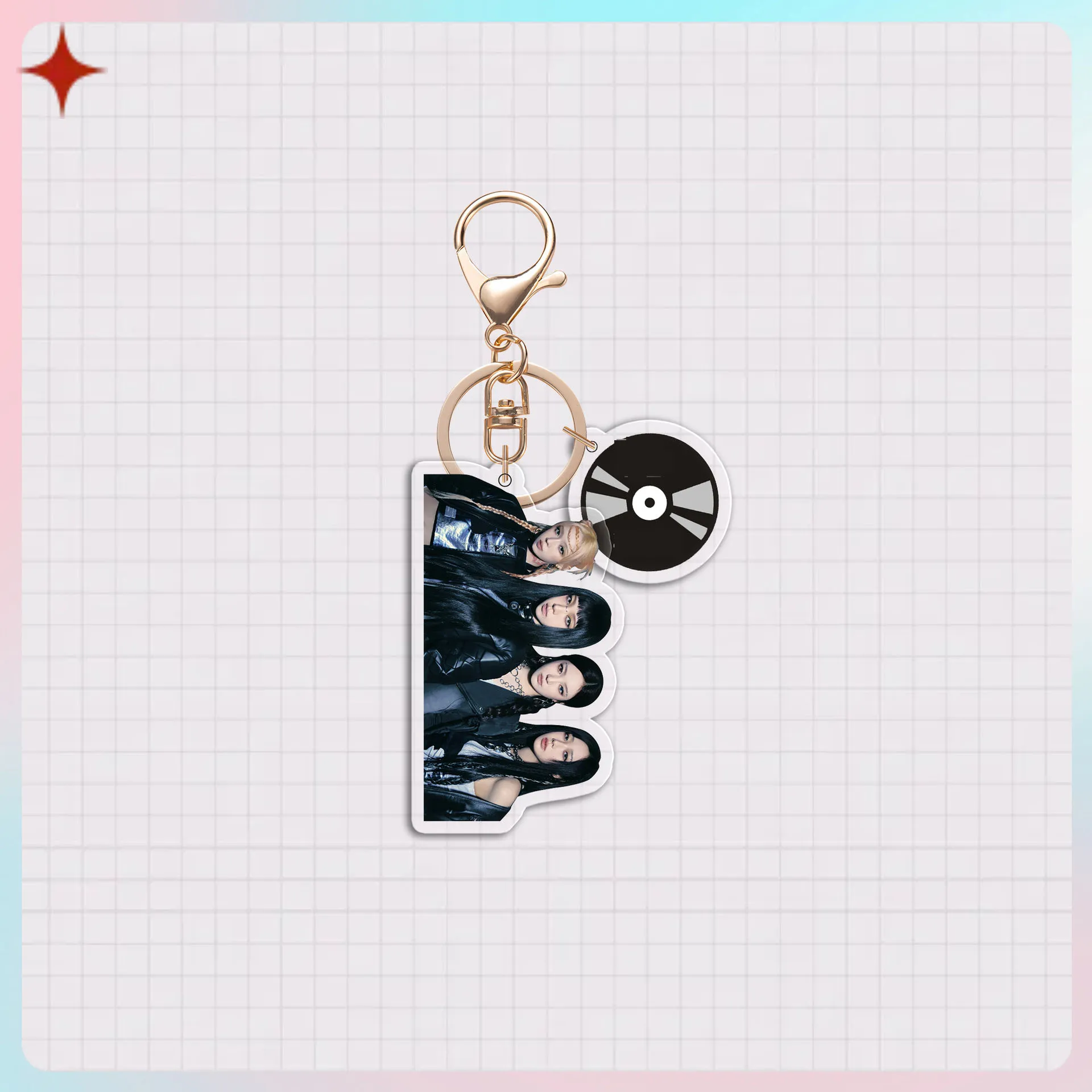 KPOP Group CD Keychain Two Sides Acrylic Keyring Shoulder Bag Pendant  RIIZE ILLIT ITZY  GIDLE GOT7 Babymonster Fans Accessories