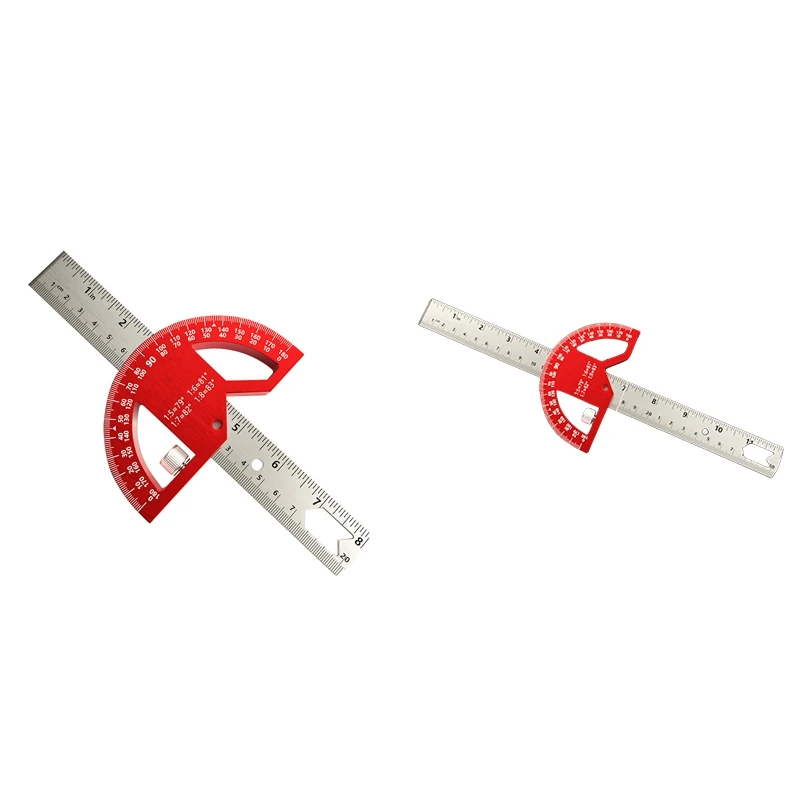 GTBL Multi-Functional Angle Ruler 45/90 Degree Semi-Circular Measuring Aluminum Alloy Movable Angle Ruler Angle Finder