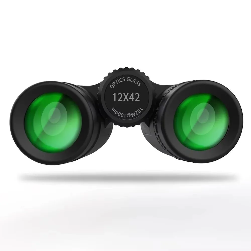 منظار عالي الدقة 12 × 42، مناسب للبالغين، قوة عالية، مثالي لمشاهدة الطيور، الصيد، المشي لمسافات طويلة، السفر، والرياضة، حامل الهاتف