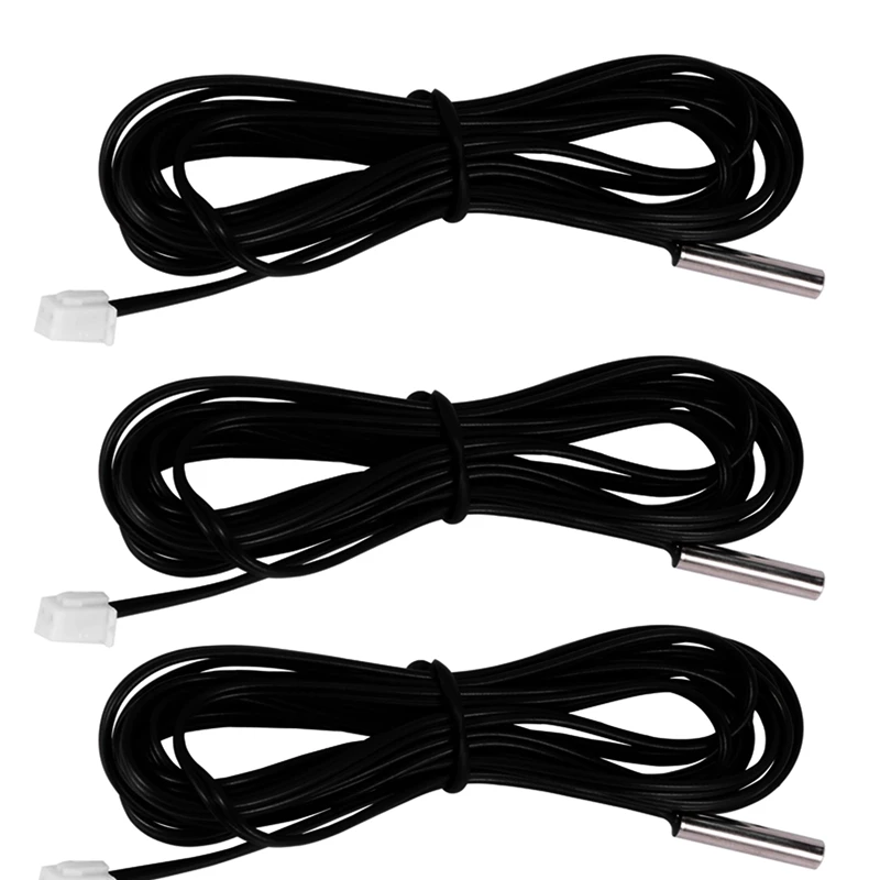 Top Deals 3X 2M NTC Thermistor Temperature Sensor Waterproof Probe Wire 10 K 1% 3950 Black