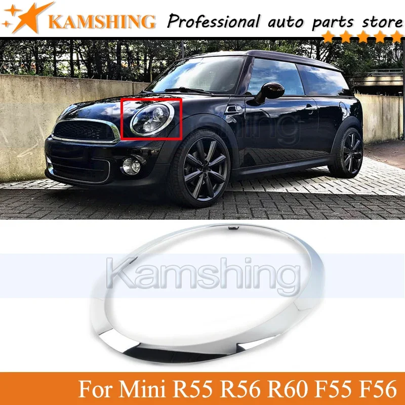 Kamshing a pair 2pcs Front bumper head Cover Frame For Mini R55 R56 R60 F55 F56 head lamp CVOER Frame Light