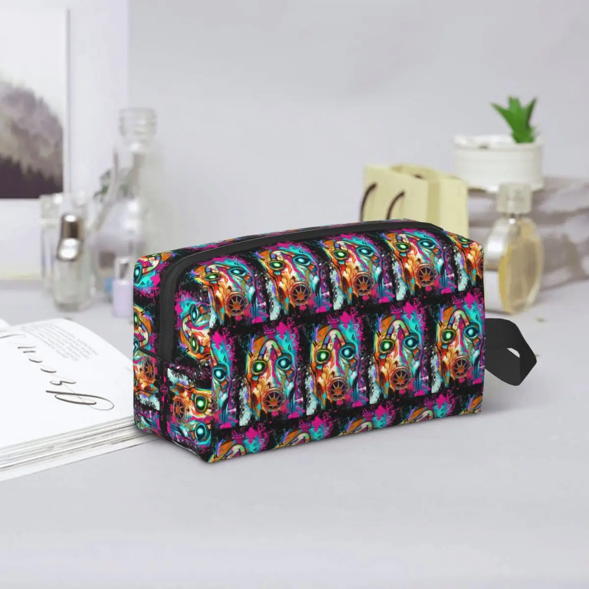 B-Borderlands Shooting Game Gaming Makeup Bag Cosmetic Organizer Storage Dopp Kit Toiletry Cosmetic Bag for Women Beauty Travel