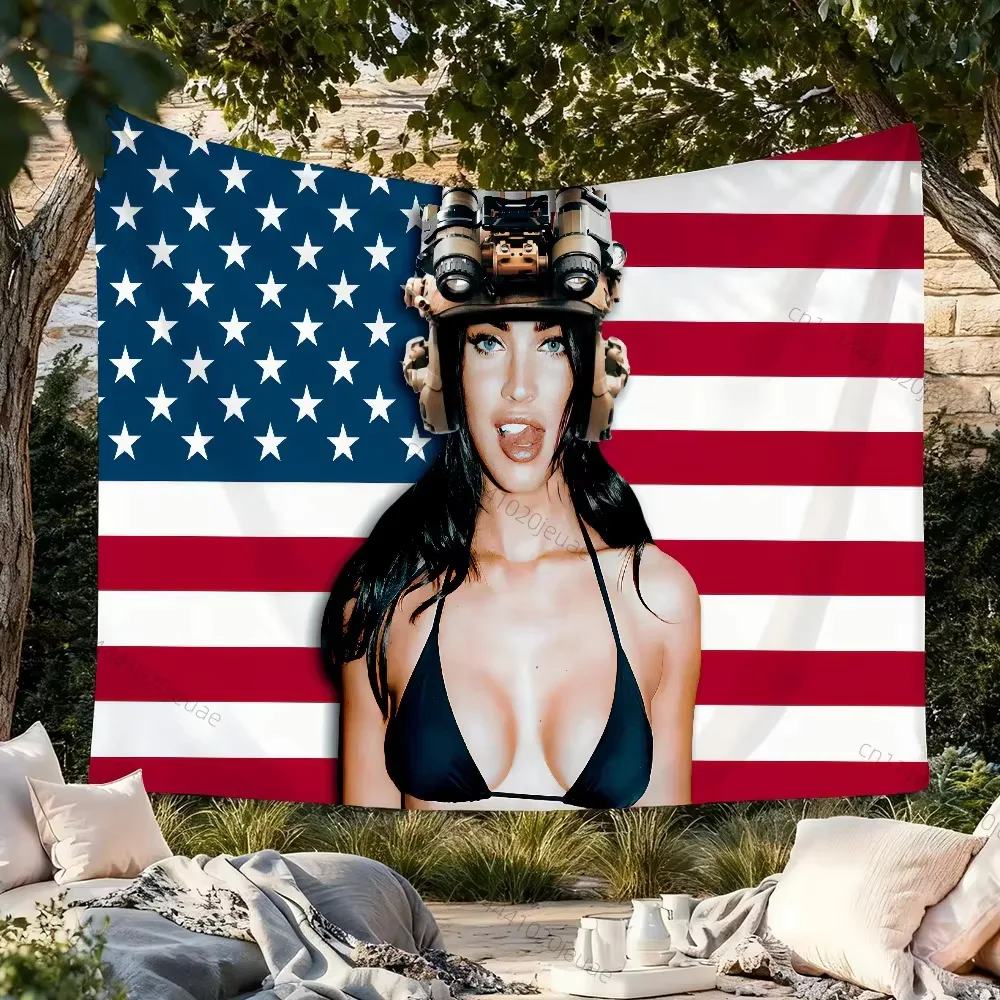 Megan Fox Dexter Creative Pink Flag Tapestry, Poster Wall Hanging Decor Background Cloth for Bedroom Living Room Fans Gift