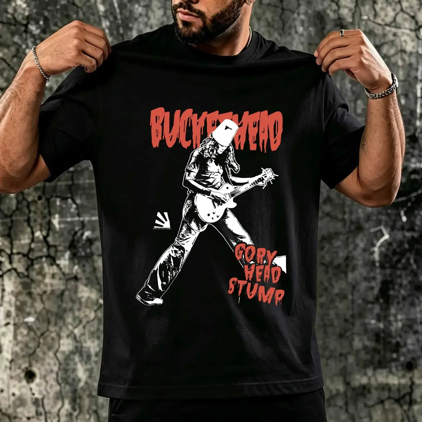 washed T Shirt New Popular Buckethead Singer Guitar For Fan Black S to 5XL BC3754 vintage Washed Versatile Stretched