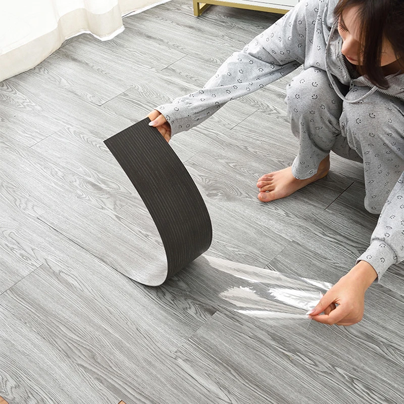 10pc Self-adhesive Wood Grain Floor Wall Sticker Modern Style PVC Living Room Toilet Kitchen Home Floor Decor Waterproof Sticker
