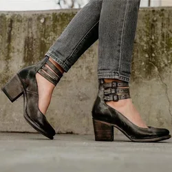 Branded Pumps Shallow Mouth 2025 Shoes Sandals Ladies Beige High Heels Fashion Latest African 12cm Block Straps Square heel Zip