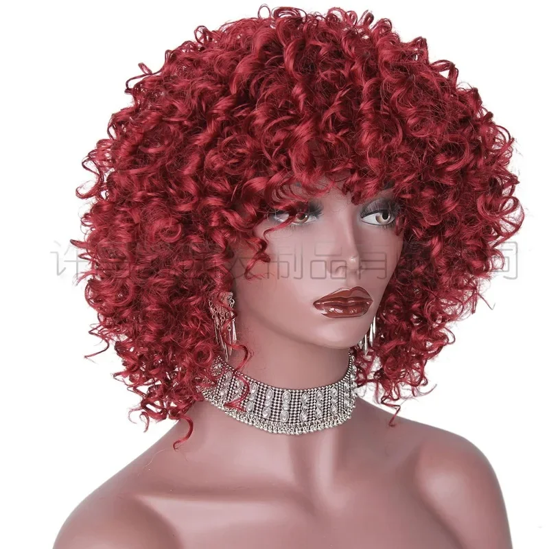 Wig European and American Internet celebrity Red fluffy explosive African wig Source