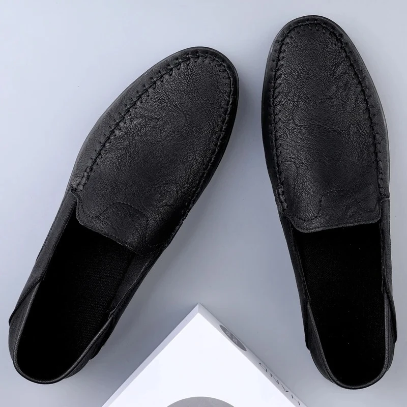 Genuine Leather Men Shoes Casual Formal Mens Loafers Moccasins Luxury Brand Italian Breathable Slip on Male Boat Shoe Size 46 47