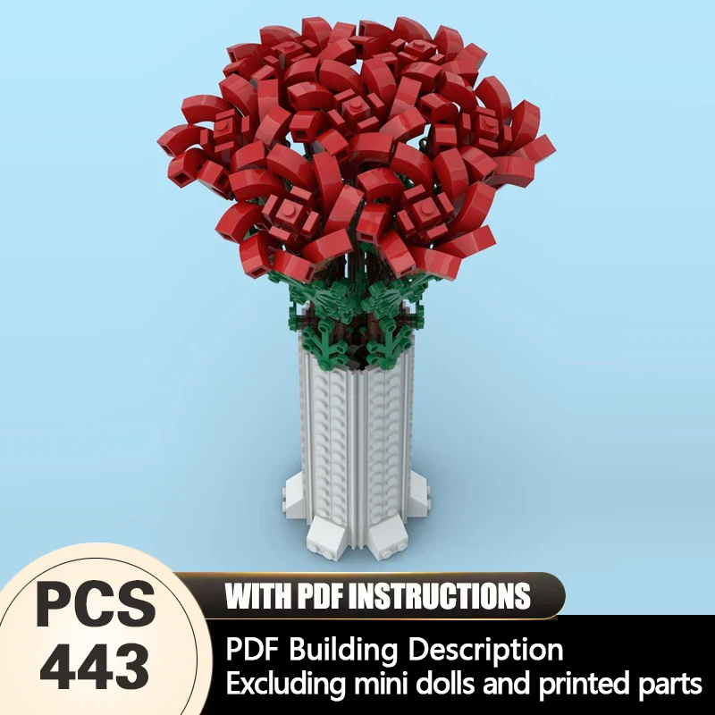

Creators Plant Series Model MOC Building Bricks Small Red Flowers Modular Technology Gifts Holiday Assemble Children Toys Suit