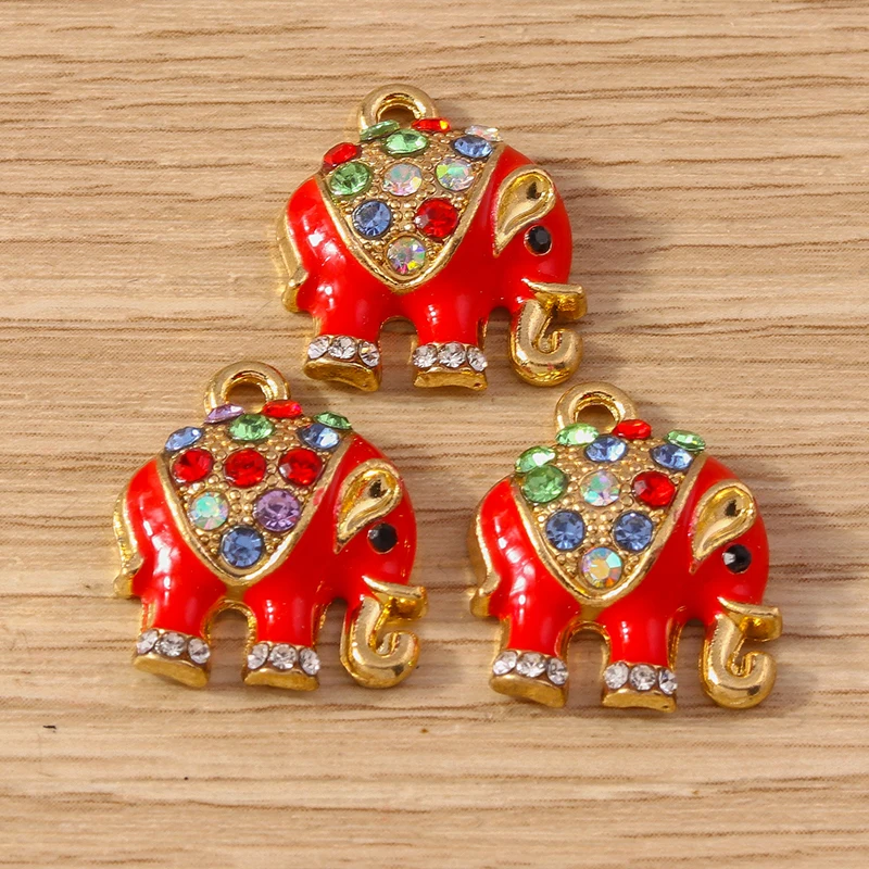10 Stück 15x18mm Niedliche Emaille-Tieranhänger Bunte Kristall-Elefanten-Anhänger für Schmuckherstellung Ohrringe Halskette DIY Geschenke – Detail 5