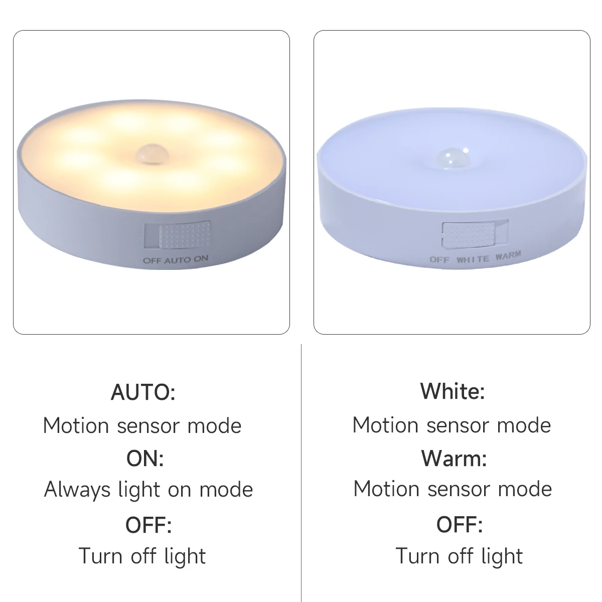 Sensor de movimento luz led usb nightlights redonda lâmpada exigível para o quarto cozinha escada corredor armário iluminação