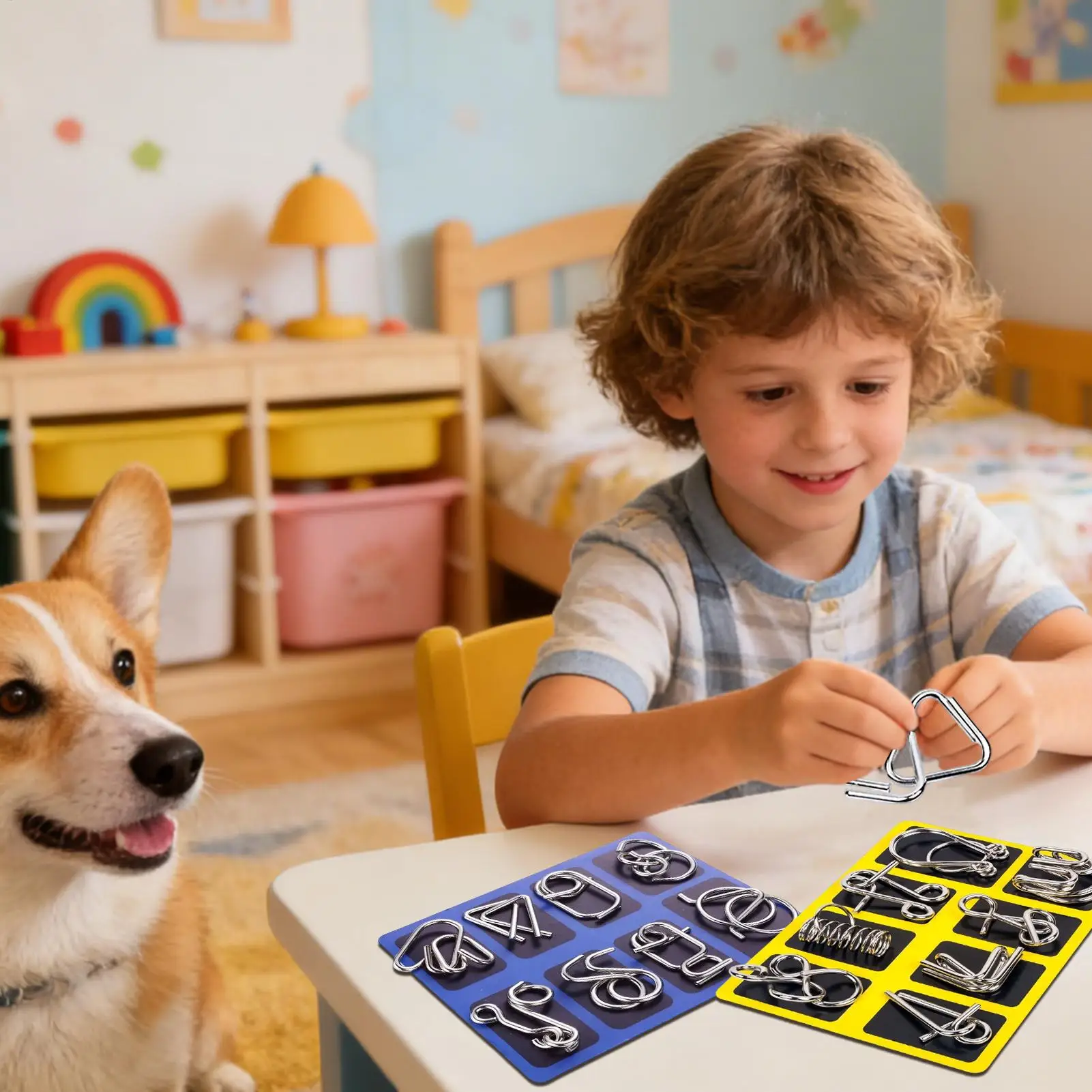 Metallpuzzles für Kinder, chinesischer Ring, 16-teilig, Denkaufgabe, Metallpuzzle-Set für Studenten, Kinder, Erwachsene, Zuhause, Party, Spiel, Nacht