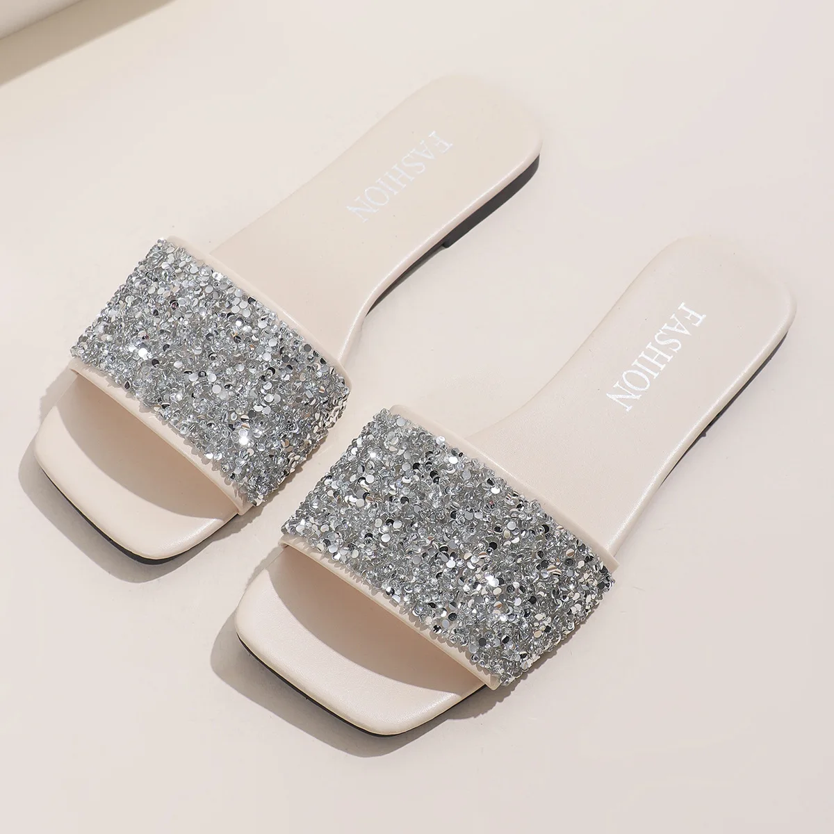 Estate moda donna nuovo arrivo sandali piatti paillettes scarpe Mule alla moda pantofole taglie forti 35-43 scarpe per le donne