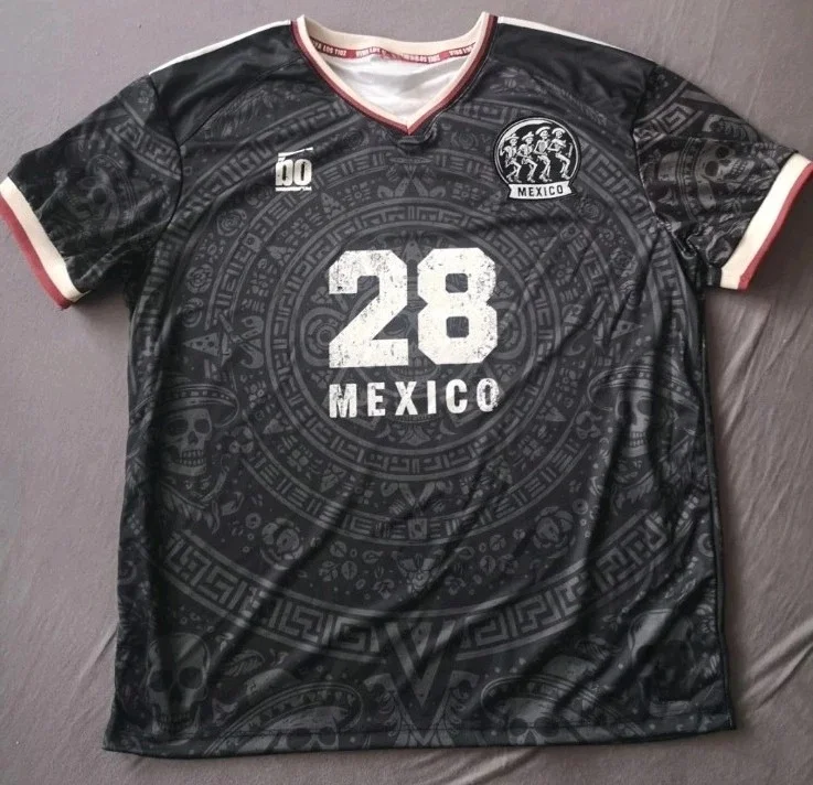 2026 Men Mayan Skull 3D Print Mexico Football Jersey Y2K Oversized T-shirt Suitable for Daily and Training Wear Quick Drying