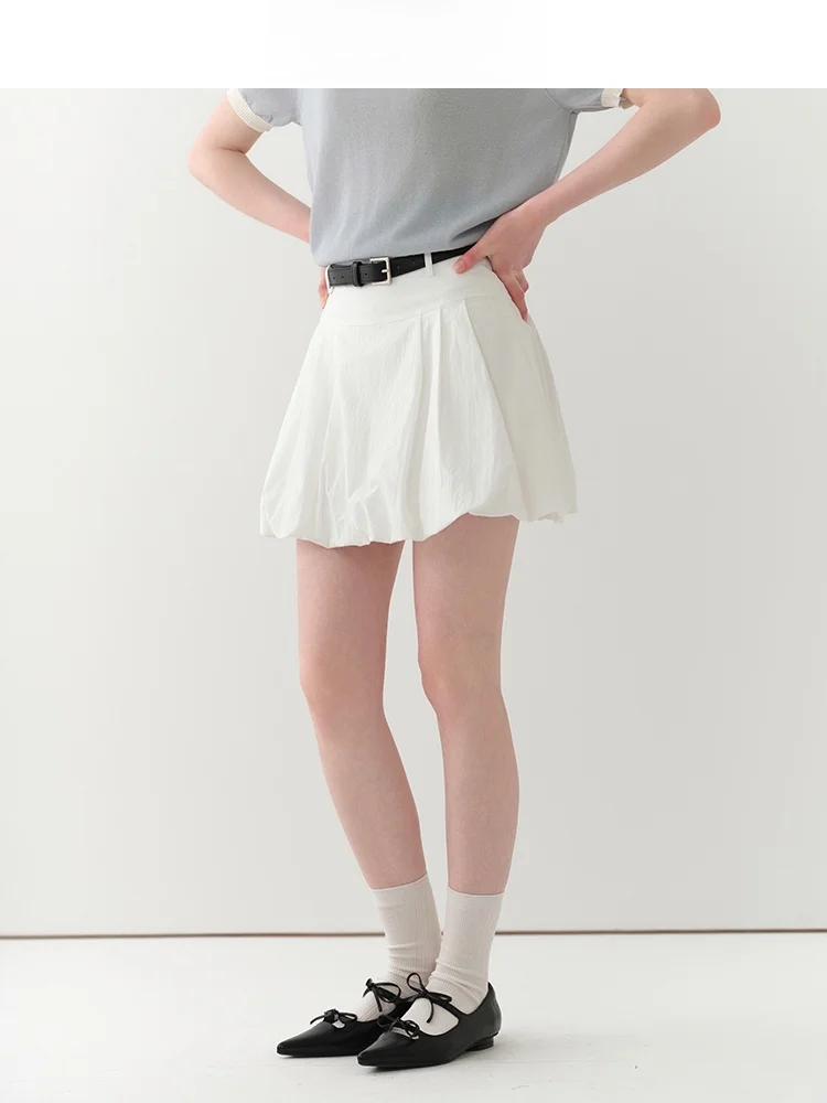 

Юбка с высокой талией и пышным подолом, женская, весна-лето 2025, корейский дизайн, стройнящий крой, из смесового хлопка