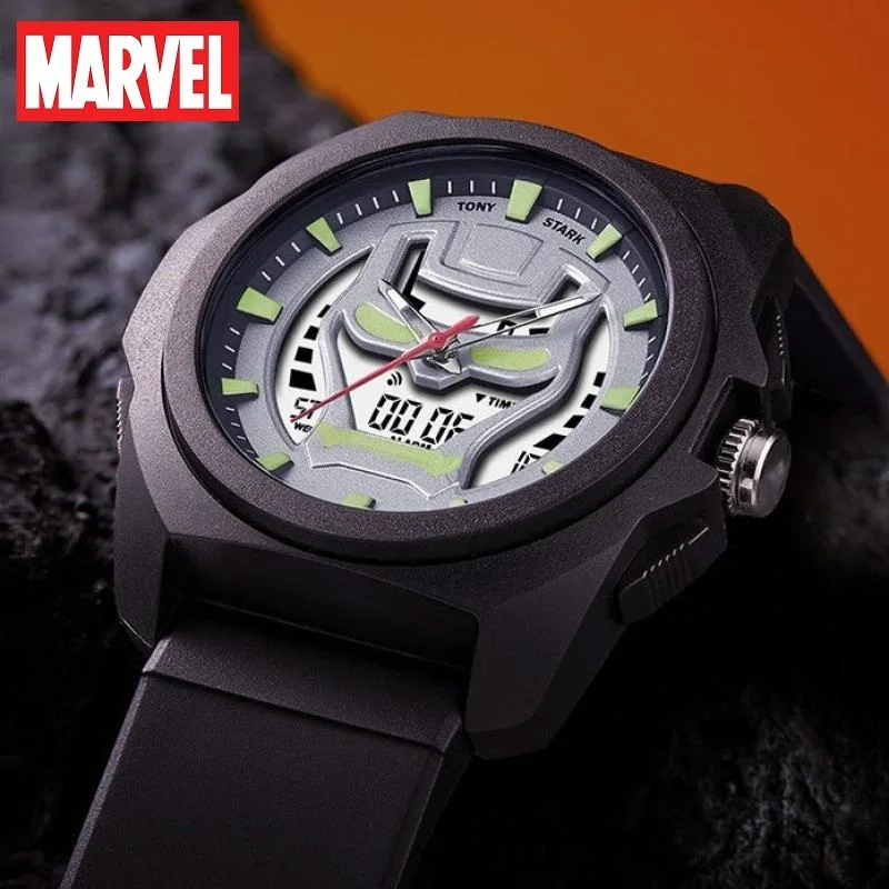 

Marvel For Mens Watches Avengers Iron Man Dual Display Chronograph Wristwatch Alarm Clock Repeater Calendar Tony Stark Masculino