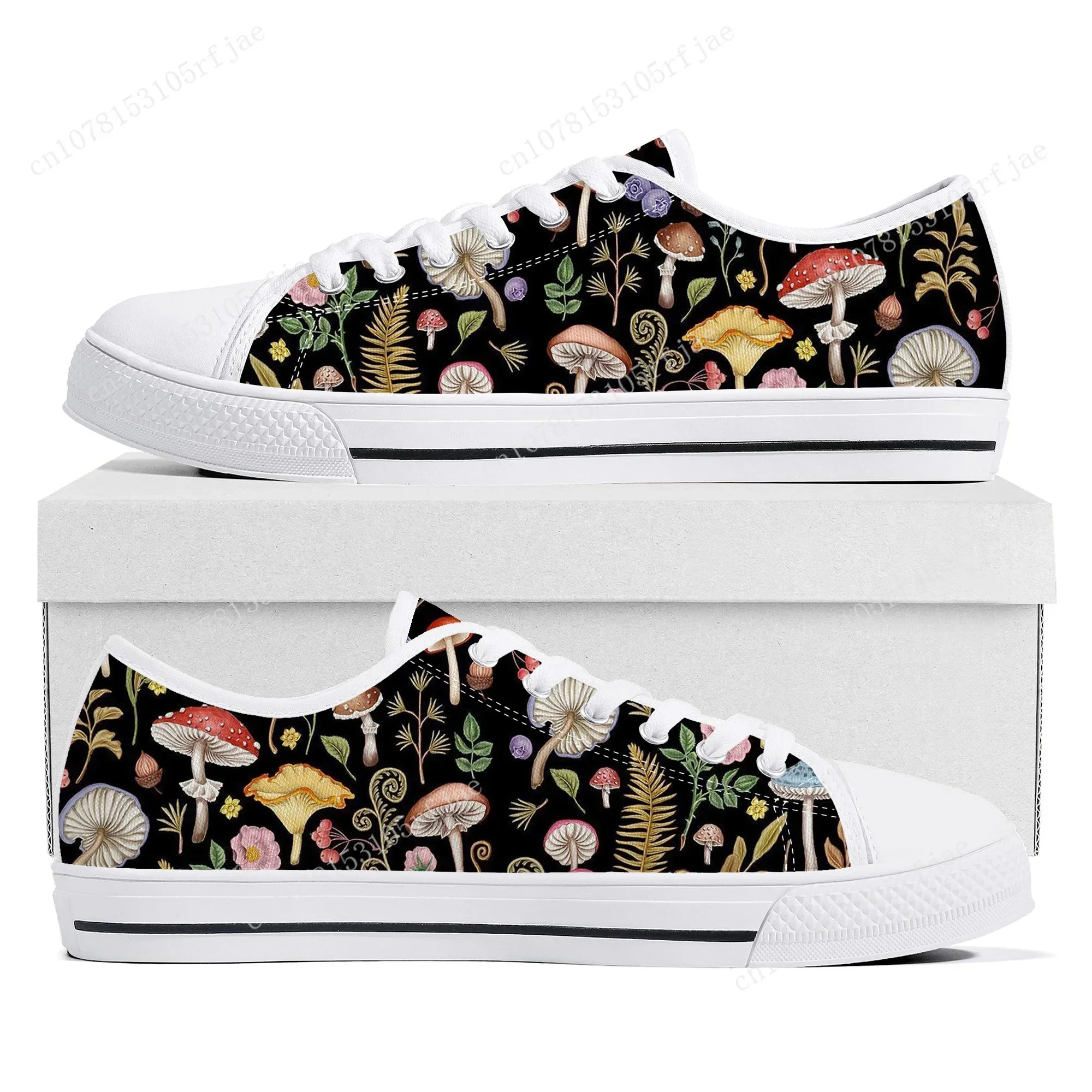 Mushroom Vintage Made Low Top Sneakers Mens Womens Teenager High Quality Canvas Sneaker Bespoke Casual Couple Shoes Custom Shoes