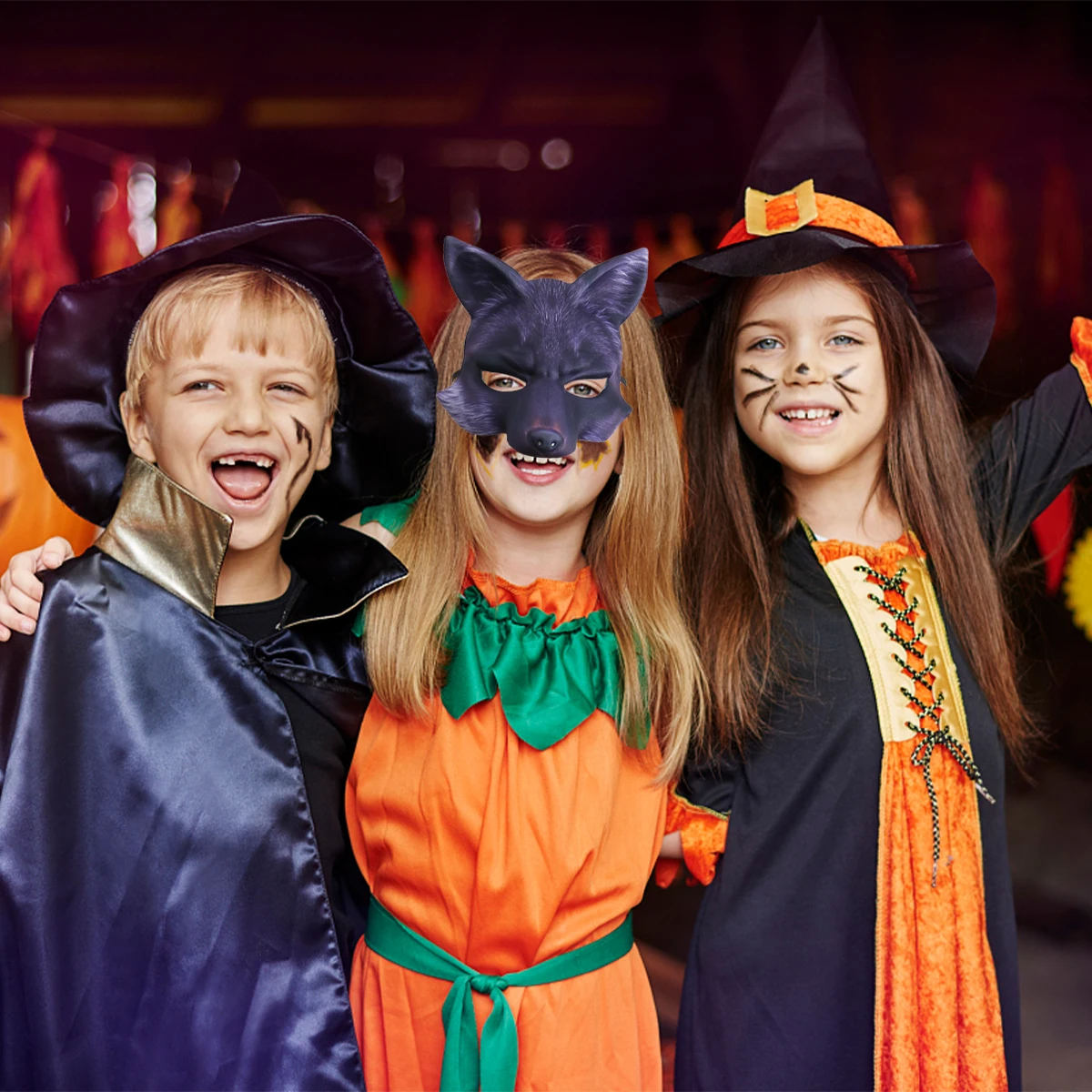 Wolf Masker Vos Wit Gezicht Halloween Gezichtsdier Maskerade Maskers voor Volwassenen Miss