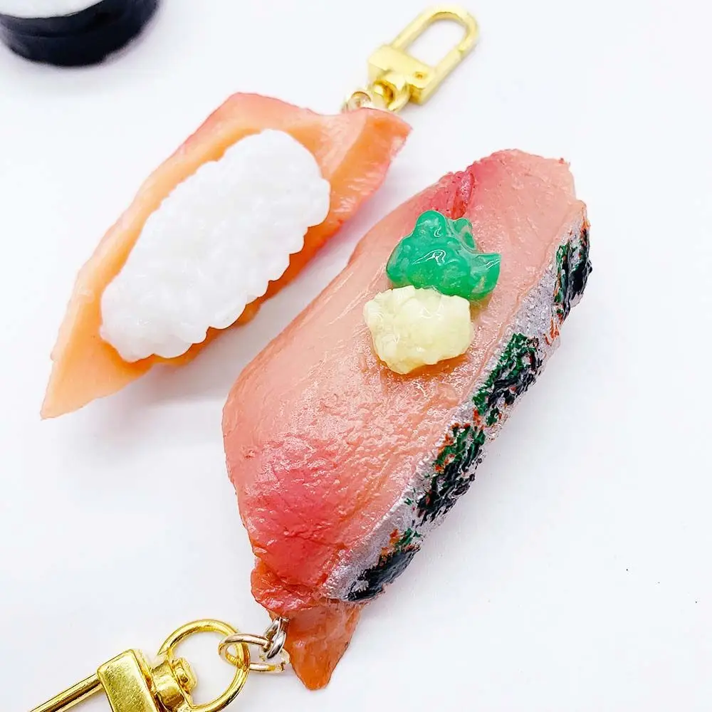 Personality Food Model Pendant Sushi Creative Japanese Cuisine Bag Keyrings Key Chains Simulation Sushi Keychains Bag Pendants