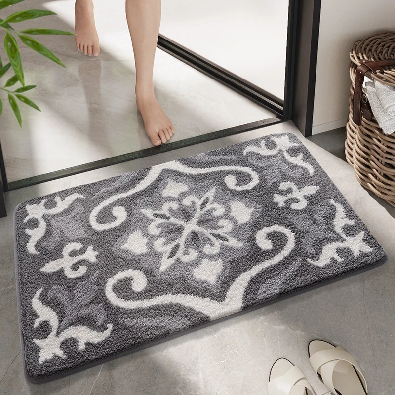 

Современный минималистичный коврик для ванной комнаты, прочный впитывающий нескользящий бархатный коврик для домашней ванной комнаты, быстросохнущий коврик для ног