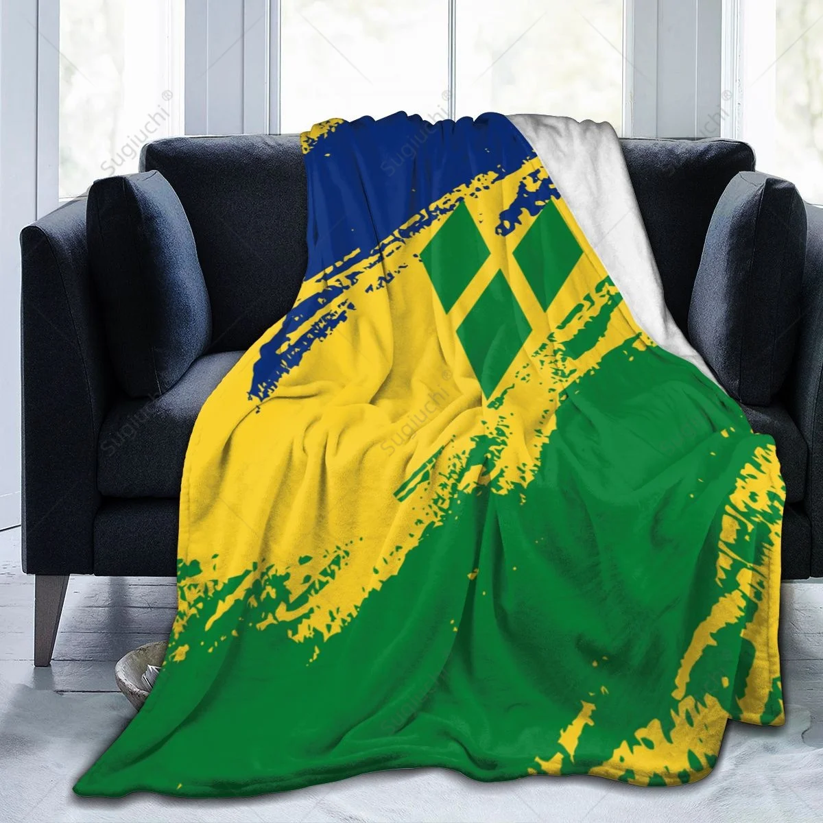 Blanket Saint Vincent And The Grenadines Flag Color Flannel Multifunction Camping Sofa Cover Keep Warm