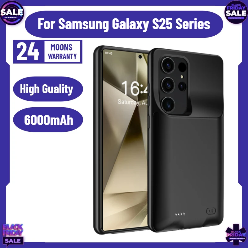 6000mAh  Battery Charger Case for Samsung Galaxy S25 PLUS Ultra Edge Power Case Charging Cover Power Bank Battery Pack Batterie