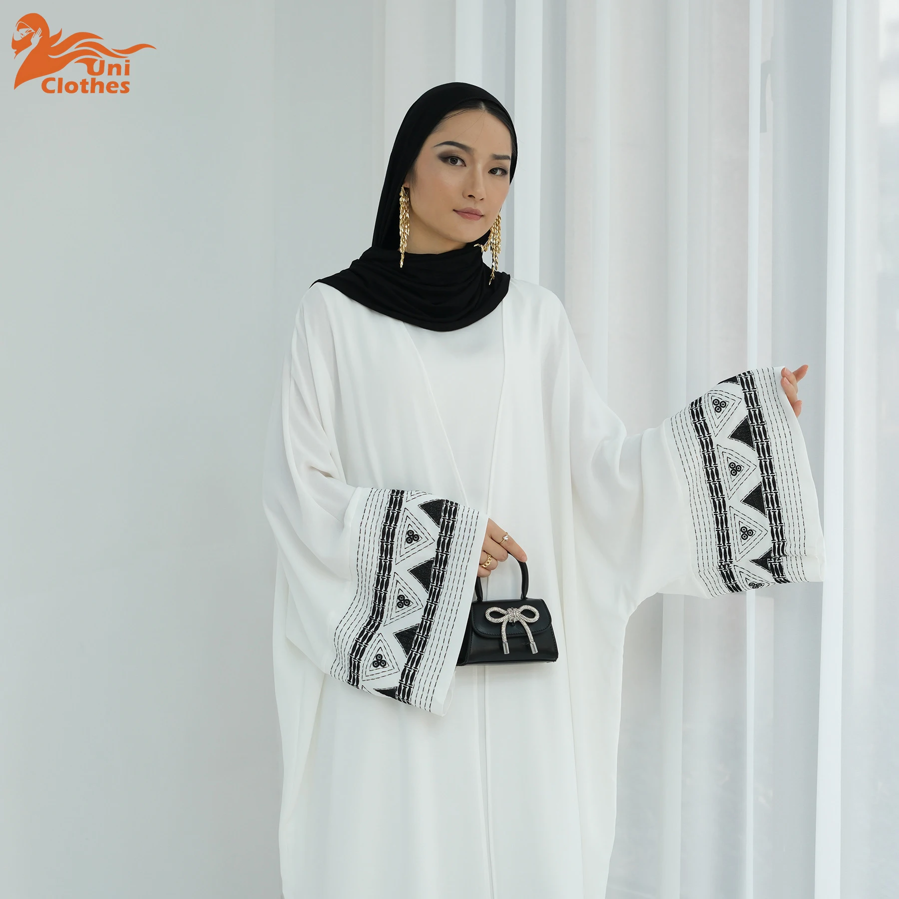 UNI Modesto Kimono bordado Dubai Abaya Medio Oriente Türkiye vestido elegante Eid Ramadán Kebaya Abayas mujeres caftán Marocain Femm