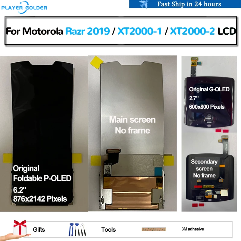 Original OLED For Motorola Razr 2019 XT2000-1 XT2000-2 Pantalla lcd Display Touch Panel Screen Digitizer Assembly Replacement