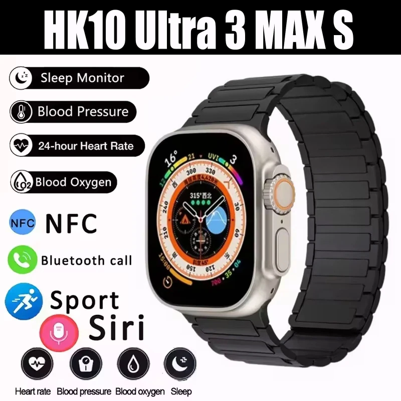 

Смарт-часы 2025 HK10 Ultra 3 MAX, 4 ГБ ОЗУ, AI-робот-помощник, совместное использование сети 5G, AMOLED NFC GPS для телефонов iOS Android