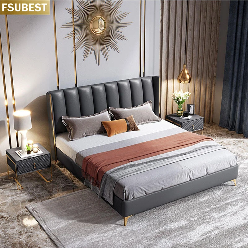 Fabric Upholstered Queen Bed Luxury Bed Frame Lit Cama Yatak Letto Letti Bedden Bedroom Furniture Base De King Madera Muebles