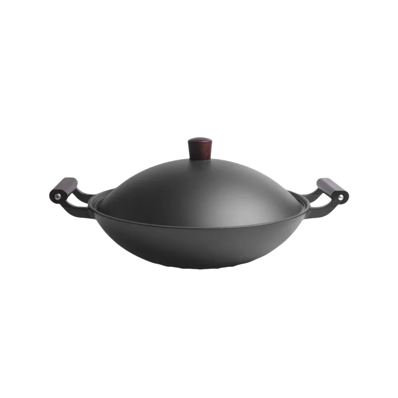 Sartén de hierro fundido con asas de doble bucle para cocina de Gas e inducción, recubrimiento de 0, antiadherente, para estofado y freír