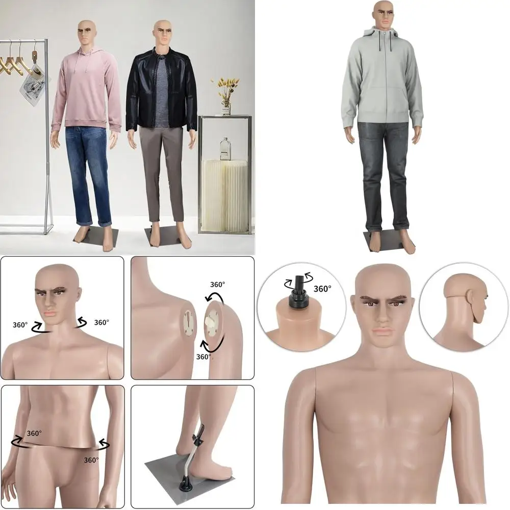 

Регулируемый мужской манекен в полный рост с металлической подставкой, высота 73 дюйма