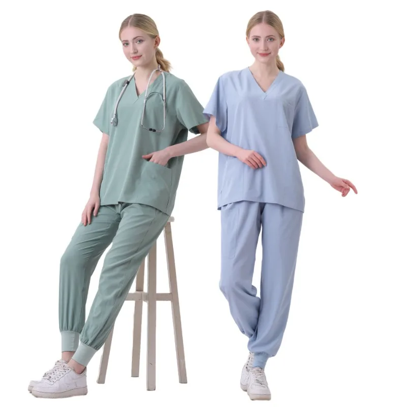 New Female Beauty Salon SPA Dental Clinic Nurse Overalls Top and Pant with Pocket Women Casual Jogger Suit Surgical Uniform 228